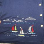 Bonworth Vintage 90s  Embroidered Sail Boats Button Up‎ Shirt Women’s XL Nautical Photo 3