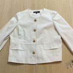 Kasper  cotton stretch white denim gold button Jacket Size 14 Catalina  Brand New Photo 0