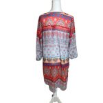 Fig & Flower Red Blue Sheer Popover Tunic Overlay Large Bohemian Lightweight Photo 3