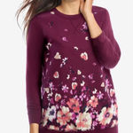 Woman Within  Purple Floral Off-the-Shoulder Sweater Photo 0