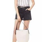 frame denim Frame white and black embroidered ruffle trim halter top. Size L Photo 0