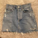 AGOLDE Revolve Denim High Waisted Distressed Mini Skirt Size 24 Photo 7