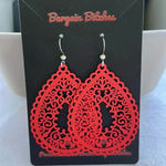 New Red orange earrings drop dangle geometric earrings lightweight summer bright Photo 2