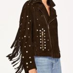 ZARA  100% Genuine Suede Leather w/ Fringe Studs Spikes Brown Size S NEW Photo 4