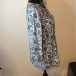 J Jill Floral Print 3/4 Sleeve Top White & Blue Blouse Ladies Photo 2