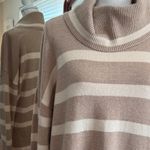 Luxe  Cream and Tan Striped Cowl Neck Sweater Photo 1