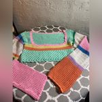 Crochet Cropped Multicolor Sweater the cutest cropped ever! Bright boho crop Pink Size undefined Photo 7
