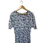 Abel the label  Blue White Floral Midi Dress L Wrap V Neck Cottagecore Boho Photo 3