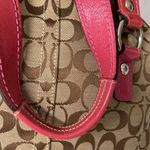 Coach Signature Tan and Pink Large Hampton Dome Shaped Zip Bag w dust bag Photo 3