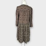 Anthropologie Maeve by Juno Dress Women's Large Brown Black Animal Print V-Neck Photo 4