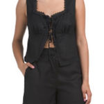 NWT house of Harlow Black Lace Trim Vest and Shorts Set size xs Photo 0