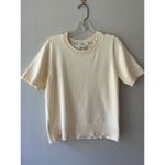 BEARPAW  Sz L Crochet Short Sleeve‎ Crewneck Top Blouse Cream Stretch Pullover Photo 1