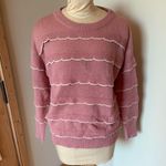 Mazik Pink Crew Neck Sweater with Stripes Size L Photo 0
