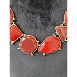 Women's Red Gemstone Statement Necklace With Gold Chain And Lobster Clasp Lock Photo 2
