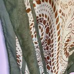 Green Cream Brown Boho Longline Open Front Cardigan Kimono Shawl Swim Cover Up Photo 3