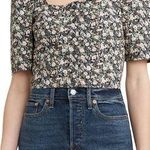 Levi's NWT Levi’s Square Neck Puff Sleeve Floral Crop Blouse - Size XL Photo 0