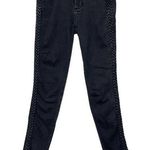 Driftwood  Jeans Jackie Lace Trim Raw-hem Slim Jeans Black Stretch Denim Size 28 Photo 0