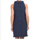 Sail To Sable  Navy Cowl Neck Button Back Dress Photo 4