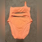 Aerie NWT  Crinkle Cut Out One Shoulder One Piece Swimsuit Coral Size XXL Photo 6