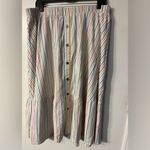 Lane Bryant  Size 14 -16 Striped Multicolor Button‎ Front  Midi Skirt NWT Photo 2