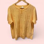 Cute pointelle peaches and cream lotus fairy flower short sleeve sweater Orange Size 14 Photo 1