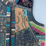 Chico's Y2K Funky Chico’s Denim Abstract Floral Embroidered Colorful Zip Up Vest Jacket Photo 5