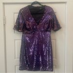 Bardot Two Tone Sequin Mini Dress in Purple and Gold Size 6 Small Photo 1