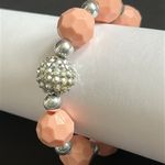 Women’s vintage pink/silver chunky beaded bracelet‎ one size stretches Pink Photo 1