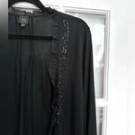 Saks 5th Avenue Saks Fifth Avenue Black Ruffle Sequin Lightweight Open Front Cardigan Size M Photo 2