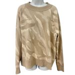 Athleta Tan Camo Camouflage Crew Neck Wool Blend Jacquard Pullover Sweater sz L Photo 2
