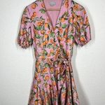 Finders Keepers Aranciata Orange Fruit Print Wrap Dress Medium M Pink Puff Photo 0