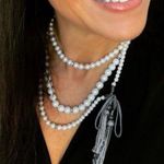 Stella & Dot Mara Pearl Statement Necklace Wrap Tie Long Sparkle Photo 3