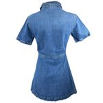 ZARA Blue Medium Wash Short Sleeve Button Down A Line Mini Denim Jean Dress Sz S Photo 2
