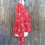American Eagle  Outfitters Red Floral Boho Flowy Crop Blouse Size S Photo 3