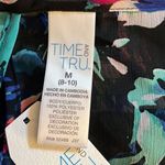 Time & True Swim Cover Up Women Medium Black Multicolored Floral Kimono Pom Poms Photo 4