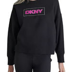 DKNY  Sport Women's Black Graphic Logo Crewneck Sweatshirt Pullover‎ Top Photo 0