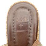 Frye Pepper Kiltie Wedge Sandals Sz 6 Brown Leather Canvas Cork Slingback Buckle Photo 12