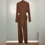 Pretty Little Thing NWT  Button Front Wide Leg Jumpsuit Chocolate Brown Size 12 Photo 2
