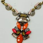 Stella & Dot  Chunky Statement Necklace Gold Coral Pink Bright Bling Rhinestones Photo 2