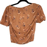 Forever 21 F21 Deep V-Neck Plunge Fitted Crop Top Floral Twist Front Short Sleeve Photo 1