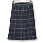 Vintage 70s Parsons Place Tartan Wool Plaid Saddle Skirt Blue Size 18 Photo 1