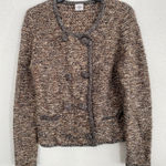 CAbi Womens Ritz Sweater Sz M Earth Tones Knit Double Breasted Classic Cardigan Photo 0