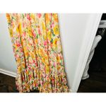 Mac Duggal  Yellow Floral Chiffon Lace Up Tie Up Back Gown Dress Photo 11