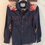 Jachs Girlfriend  Floral Denim Western Button Up Shirt Large Photo 0