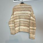 American Eagle  Outfitters Cardigan Sweater Tan Cream Striped Chunky Knit Medium Photo 3
