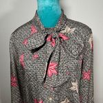 The Vintage Shop Vintage 70s 80s Leaf Print Bow Blouse Photo 1