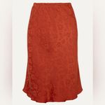 Alexa Chung Floral Jacquard Silk Satin Midi Orange Skirt Sz 6 Minimalist Photo 0