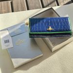 Vivienne Westwood Authentic New Orb genuine leather Trifold long wallet in blue Photo 0