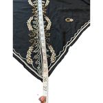 Black Embroidered Sheer Scarf Evening Wrap Shawl Gold & White Beaded Detailing Photo 7