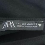 ZARA  Black Plunging V-Neck Cutout Long Sleeve Stretch Knit Cropped Top Size M Photo 2